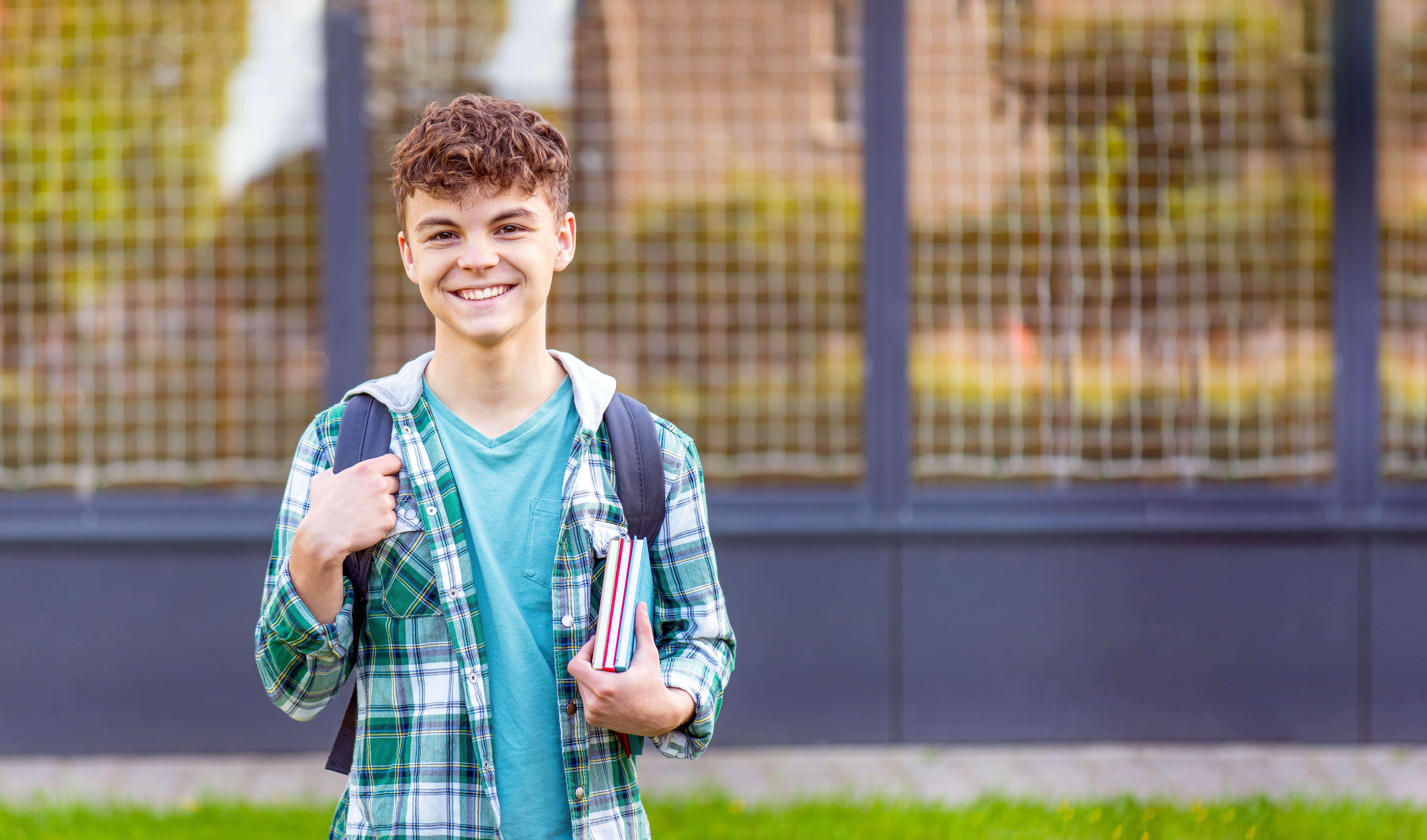 Teen boy with backpack