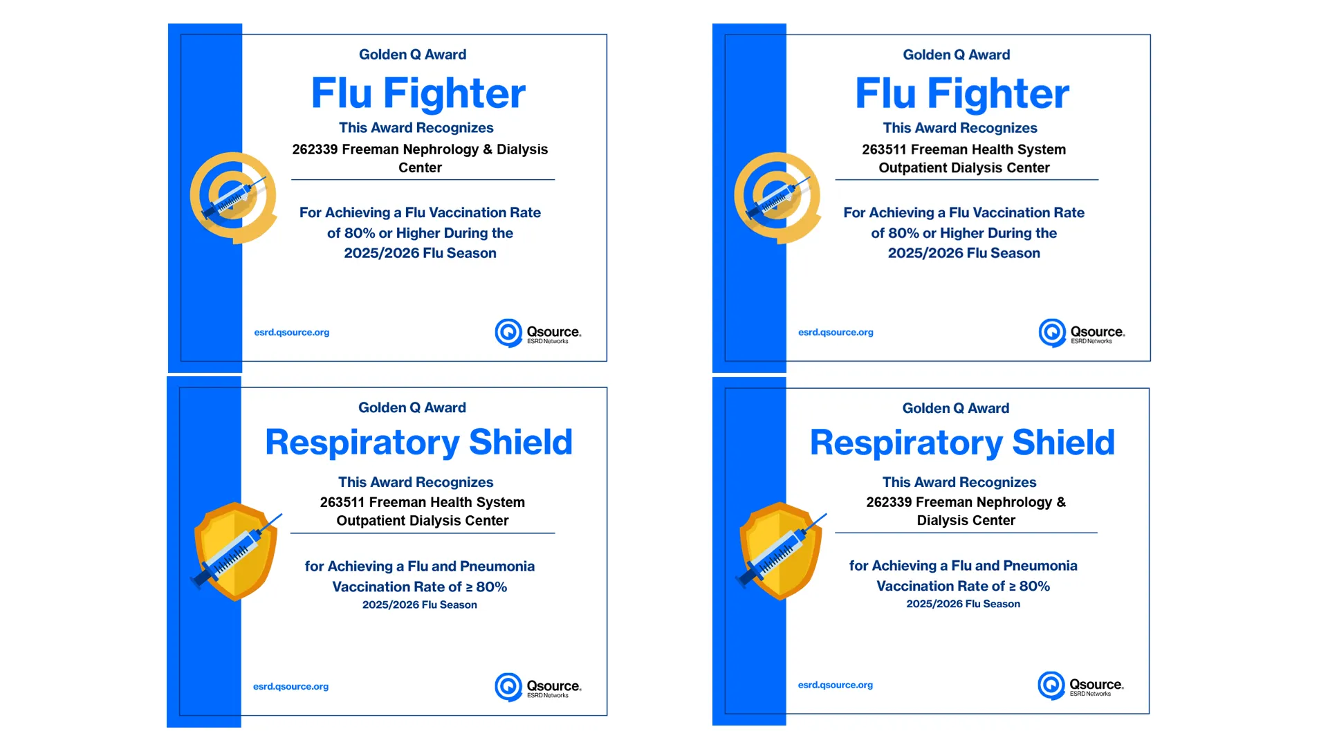 Freeman Dialysis Units Receive ‘Golden Q’ Awards
